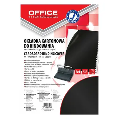 Office Products desky zadní pro kroužk. vazbu, A4, karton, 250 g, lesklé, černé