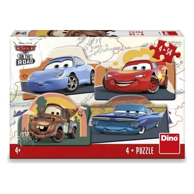 Puzzle Cars - Na cestě 4x54 dílků - Dino