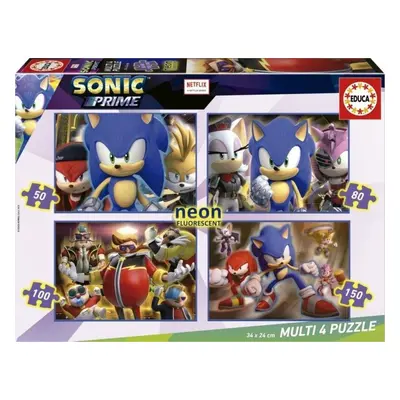 Puzzle svítící Sonic Prime 4v1 (50,80,100,150 dílků)