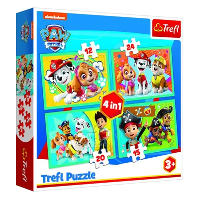 Trefl Puzzle Tlapková patrola - Šťastný tým 4v1 (12,15,20,24 dílků) - Trefl