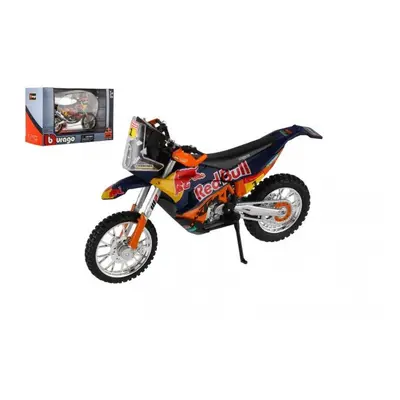 Motorka Bburago Red Bull KTM Rally Dakar 2019 kov/plast 12cm na volný chod v krabičce 17x11cm