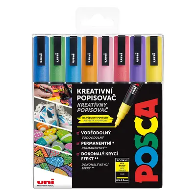 Posca sada popisovačů PC-3M, 0,9 - 1,3 mm, třpytivé barvy (8 ks)