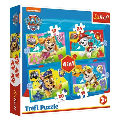 Puzzle Tlapková patrola: Běžící štěňata 4v1 (12,15,20,24 dílků)