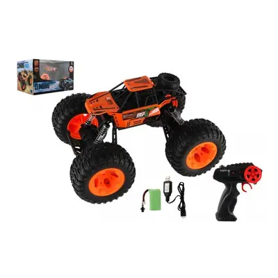 Auto RC Off-Road terénní 2,4GHz plast 32cm dobíjecí pack+baterie oranžové v krabici 38x23x26cm