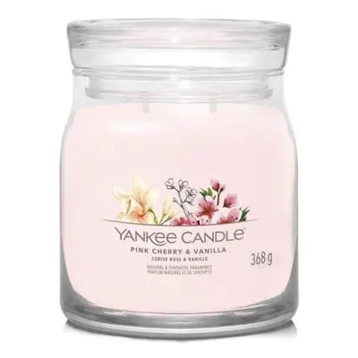 YANKEE CANDLE Pink Cherry & Vanilla svíčka 368g / 2 knoty (Signature střední)