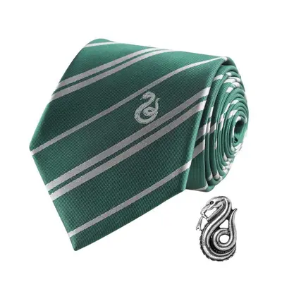 Harry Potter Kravata luxusní a pin v krabičce - Zmijozel