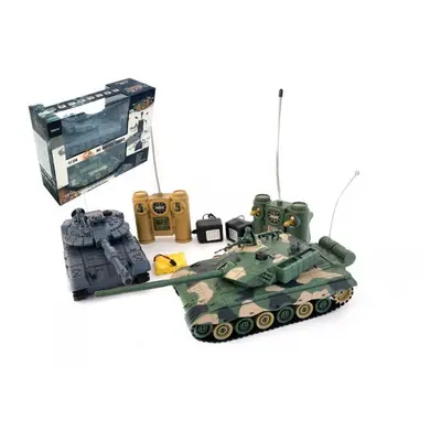 Tank RC 2ks 33cm+dobíjecí pack tanková bitva se zvukem se světlem v krabici 42x32x14cm