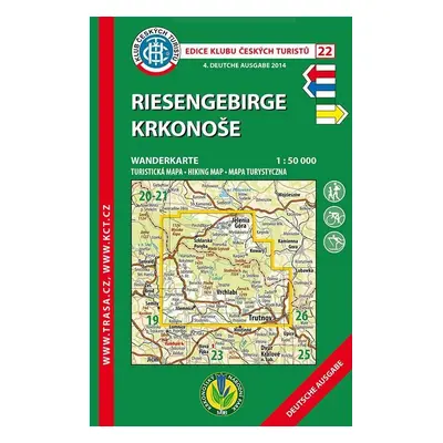 KČT 22 Riesengebirge, Krkonoše 1:50 000 / turistická mapa - německy (2018)