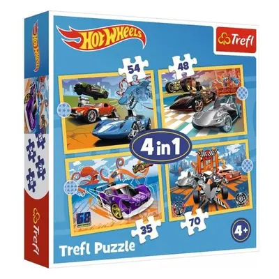 Puzzle Autíčka Hot Wheels 4v1 (35,48,54,70 dílků)