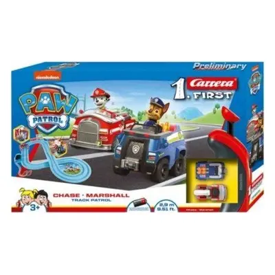 Autodráha Carrera First Paw Patrol/Tlapková Patrola 2,9m plast +2 auta na bat. v krabici 50x30x7