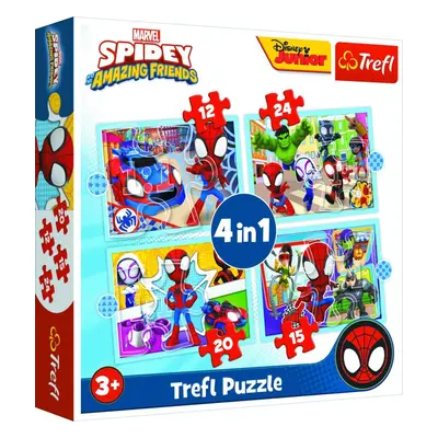 Trefl Puzzle Spidey a jeho úžasní přátelé 4v1 (12,15,20,24 dílků) - Trefl