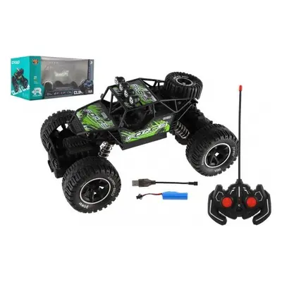 Auto RC Off-Road vypouštějící páru plast 26cm 27MHz dobíjecí pack+baterie se světlem zelené v kr