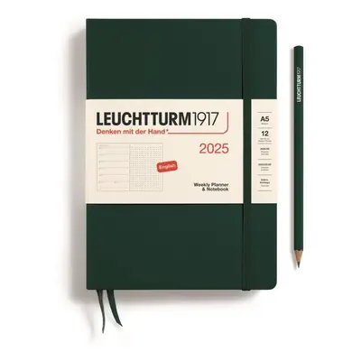 Leuchtturm1917 Weekly Planner & Notebook Medium (A5) 2025 Forest Green - tečkovaný