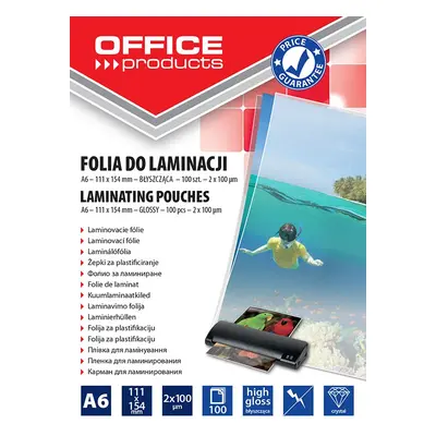 Office Products laminovací kapsy, A6, 111 x 154 mm, 2 x 100 µm, lesklé