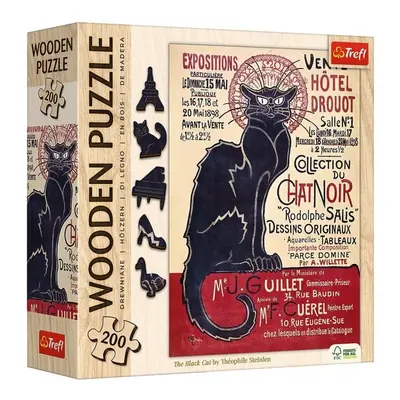 Dřevěné puzzle Art: Steinlen - Černá kočka, Le Chat Noir 200 dílků