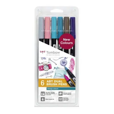 Tombow Oboustranný štětcový fix ABT - Vintage colours 6 ks