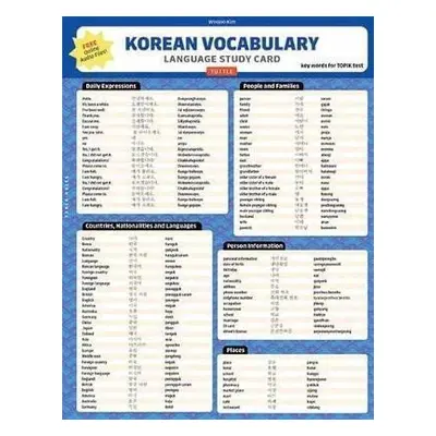 Korean Vocabulary Language Study Card - Kim Woojoo