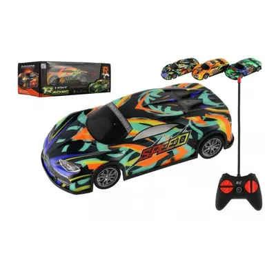 Auto RC závodní 27MHz plast 20cm na baterie se světlem 3 barvy v krabici 27x10x13cm