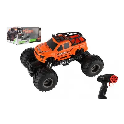 Auto RC pick up Off road terénní plast 23cm 2,4GHZ na baterie se světlem oranžový v krab. 30x15x