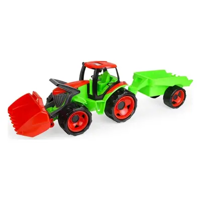 Traktor se lžící Giga Trucks s vlekem plast 62cm v krabici 72x40x28cm - Loana