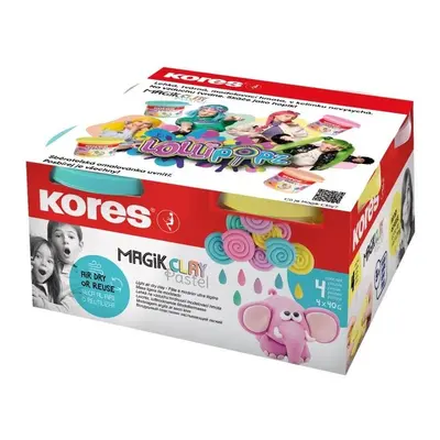 Lehká modelovací hmota Kores Magik Clay LOLLIPOPZ Pastel - 4 x 40 g