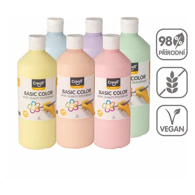 Creall temperové barvy Pastel, 6 x 500 ml, mix pastelových barev