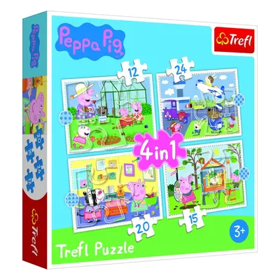 Trefl Puzzle Peppa Pig - Vzpomínky na prázdniny 4v1 (12,15,20,24 dílků) - Trefl