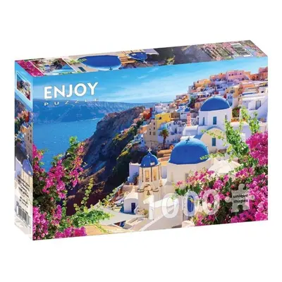 Puzzle Santorini s květinami, Řecko 1000 dílků