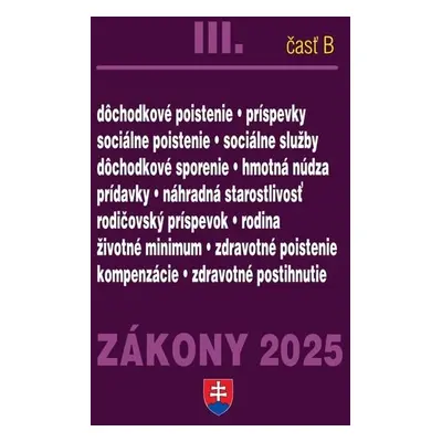 Zákony III B/2025 – Sociálne zabezpečenie a príspevky