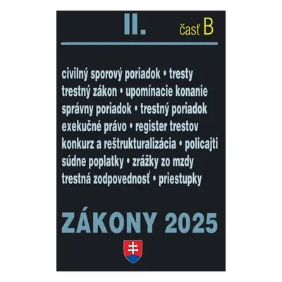 Zákony II B/2025 - Trestné právo, súdne spory a exekúcie