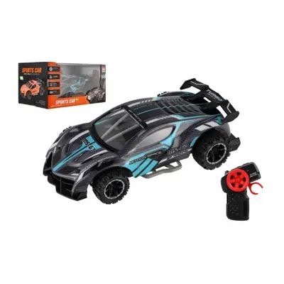 Auto RC sportovní plast 2,4GHz 20cm na baterie šedo-tyrkysové v krabici 24x12x14cm