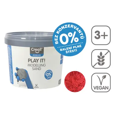 Creall modelovací písek Play it!, 750 g, kelímek, červený