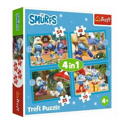 Puzzle Šmoulí vesnička 4v1 (35, 48, 54, 70 dílků)