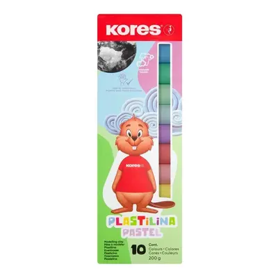 Kores Plastelína Pastel (modelína), 10 pastelových barev po 20 g