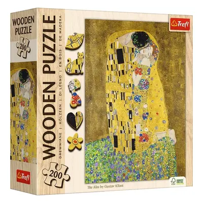 Dřevěné puzzle Art: Gustav Klimt - Polibek 200 dílků