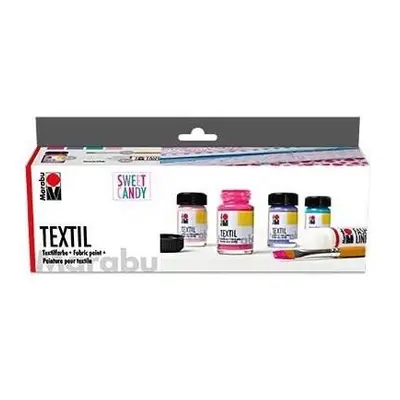 Marabu barva na textil sada "Sweet Candy" 4 x 15 ml