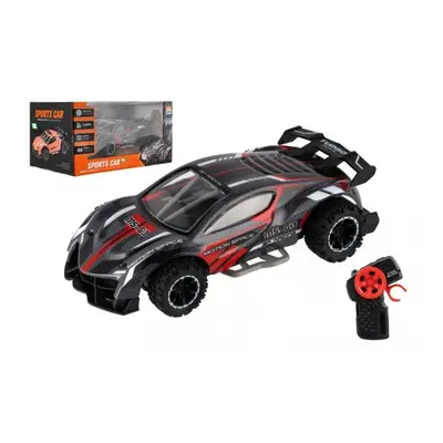 Auto RC sportovní plast 2,4GHz 20cm na baterie šedo-červené v krabici 24x12x14cm