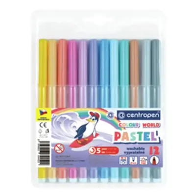 Centropen Fixy COLOUR WORLD 7550 trojboké, sada 12 pastelových barev