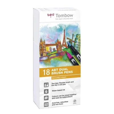 Tombow Oboustranný štětcový fix ABT - Secondary colours 18 ks