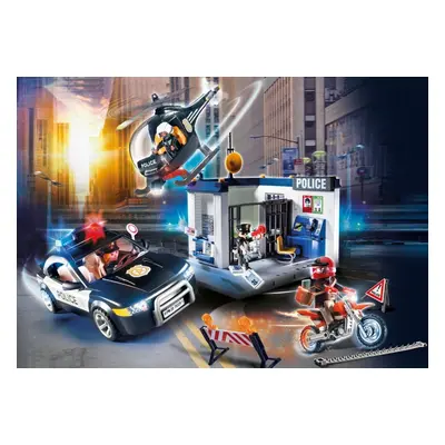 Sada City action policie s autem a helikoptérou - Playmobil