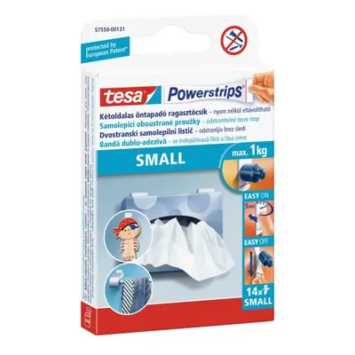 tesa Powerstrips Small - malé dekorační lepicí proužky, nosnost 1 kg, oboustranné, bílé