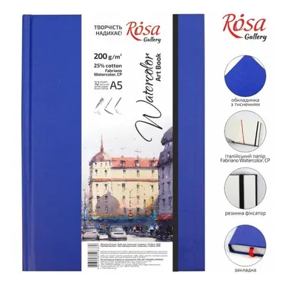 ROSA Gallery Sketchbook pro akvarel Fabriano A5, 200 g/m2, 32 str.