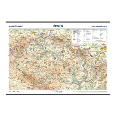 Česko - vlastivědná školní nástěnná mapa 1:375 000, 3. vydání