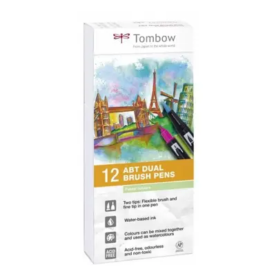 Tombow Oboustranný štětcový fix ABT - Pastels 12 ks