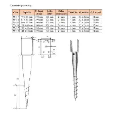 Vrut zemní U, 101 x 60 x 100 mm, tloušťka 4 mm