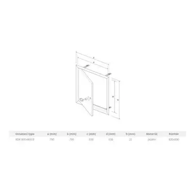 Dvířka revizní kovová RDK, 800 x 800 mm, bílá 0142/P