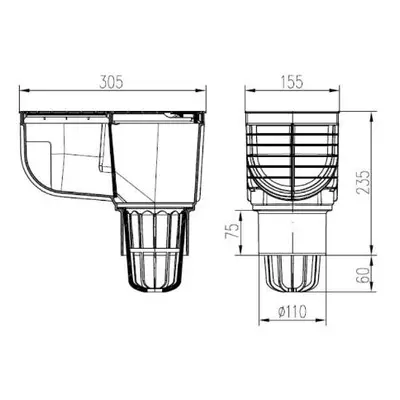 Lapač střešních splavenin přímý DN Ø 110 mm, šedá, ENPRO