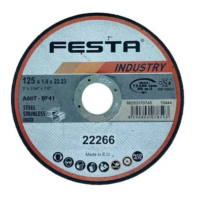 Kotouč řezný kov Ø 125 x 1 mm, FESTA INDUSTRY