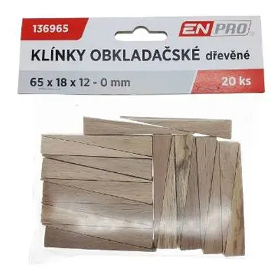 Klínky montážní dřevěné, 65 x 18 x 12 - 0 mm, 20 ks, ENPRO