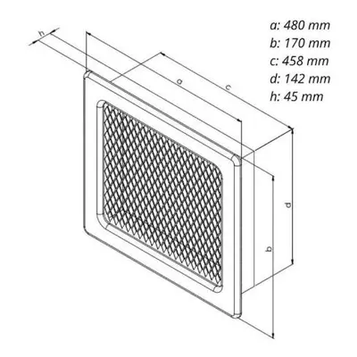 Mřížka krbová uzavíratelná s rámečkem a síťovinou LKM, 170 x 490 mm, bílý lak 0719